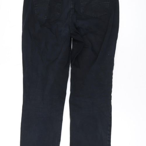 Marks and Spencer Womens Black Cotton Straight Jeans Size 10 L28 in Regular Zip