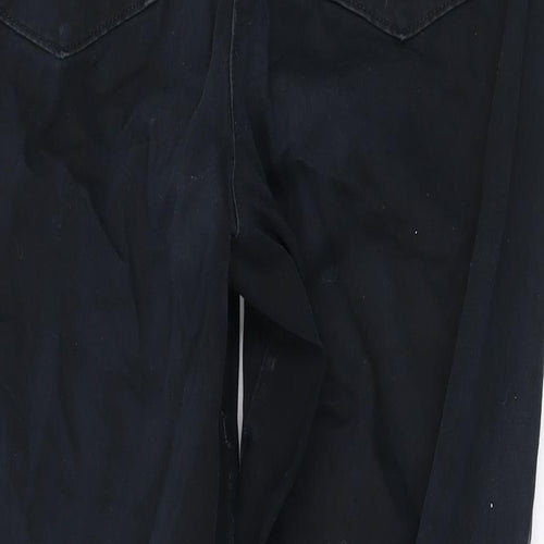 Marks and Spencer Womens Black Cotton Straight Jeans Size 10 L28 in Regular Zip