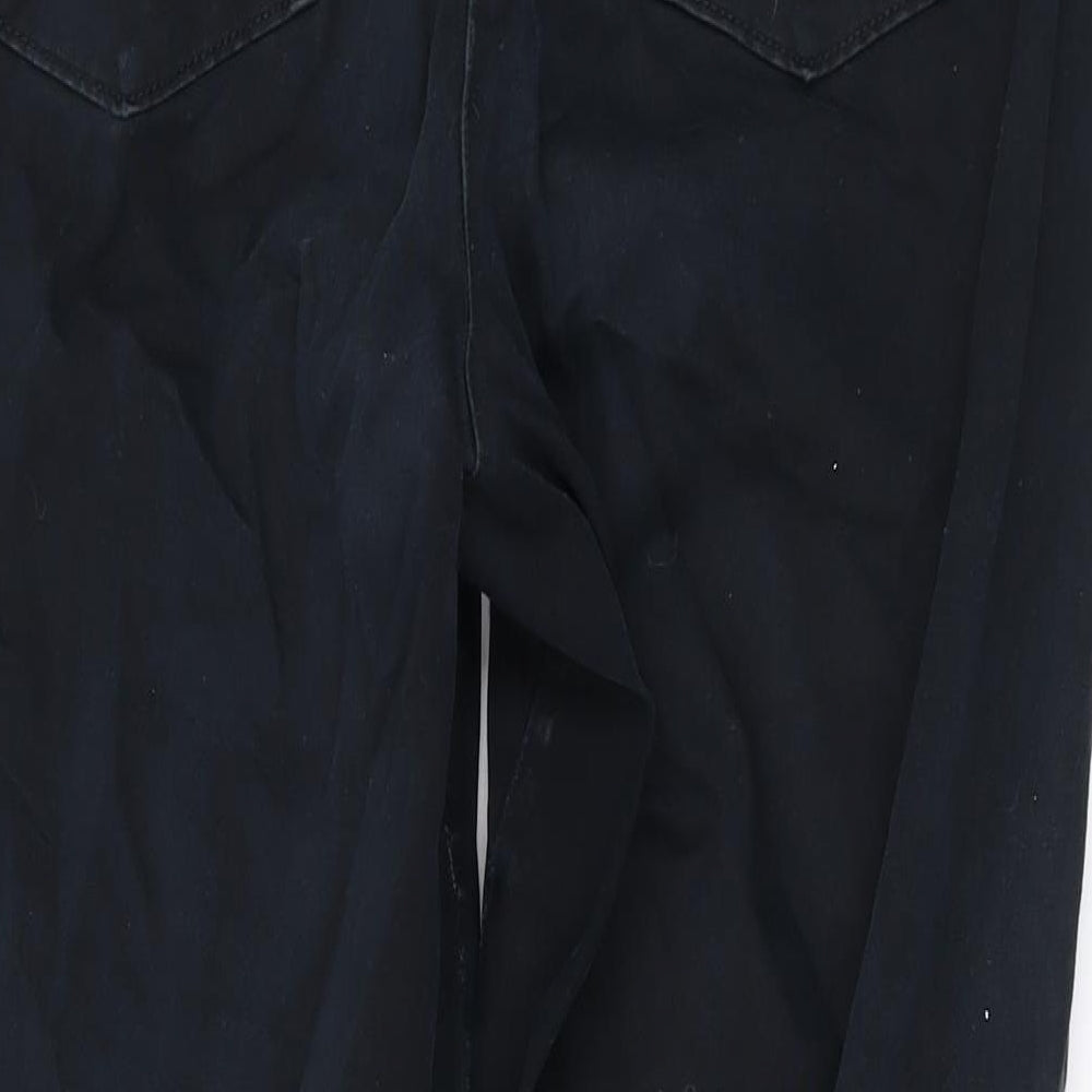 Marks and Spencer Womens Black Cotton Straight Jeans Size 10 L28 in Regular Zip