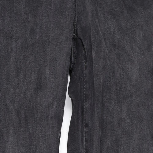 NEXT Womens Grey Cotton Bootcut Jeans Size 14 L31 in Regular Zip
