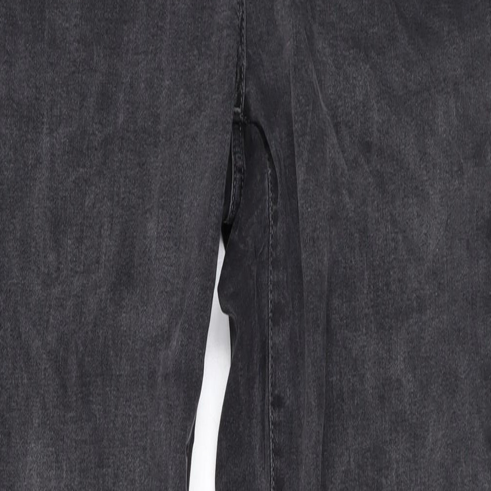 NEXT Womens Grey Cotton Bootcut Jeans Size 14 L31 in Regular Zip