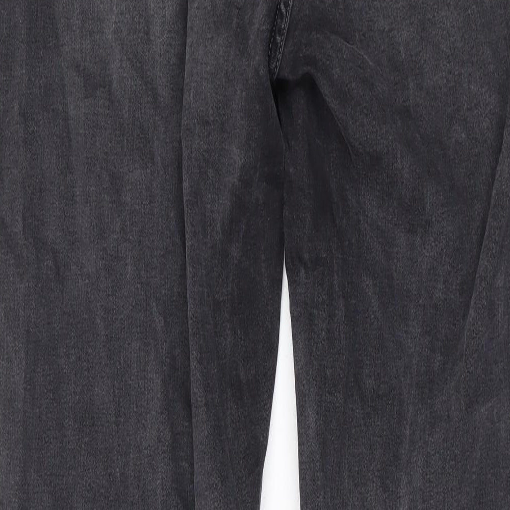 NEXT Womens Grey Cotton Bootcut Jeans Size 14 L31 in Regular Zip
