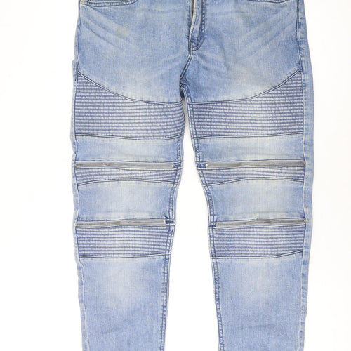 Divided by H&M Womens Blue Cotton Straight Jeans Size 34 in L27 in Regular Zip