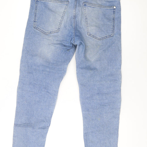 Divided by H&M Womens Blue Cotton Straight Jeans Size 34 in L27 in Regular Zip