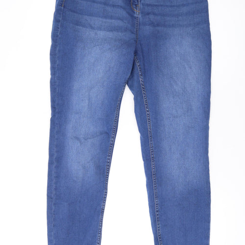 Falmer Womens Blue Cotton Straight Jeans Size 14 L28 in Regular Zip