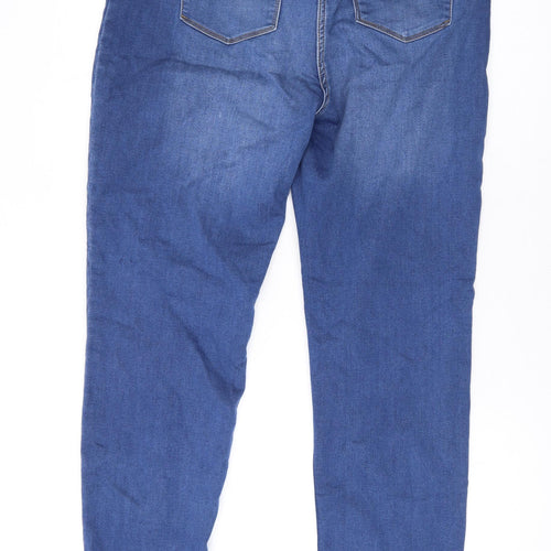 Falmer Womens Blue Cotton Straight Jeans Size 14 L28 in Regular Zip
