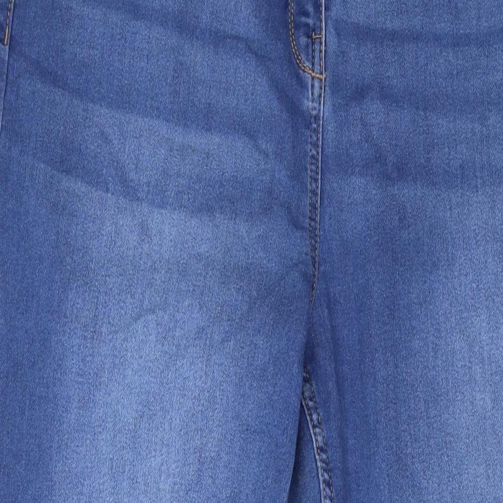 Falmer Womens Blue Cotton Straight Jeans Size 14 L28 in Regular Zip
