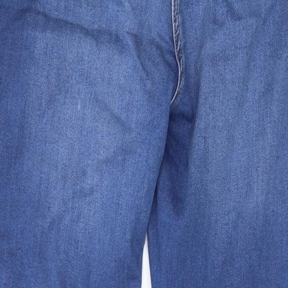 Falmer Womens Blue Cotton Straight Jeans Size 14 L28 in Regular Zip