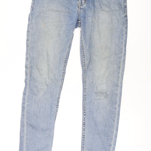 Topman Mens Blue Cotton Skinny Jeans Size 28 in L30 in Regular Zip