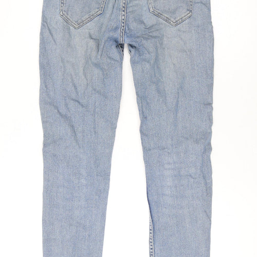 Topman Mens Blue Cotton Skinny Jeans Size 28 in L30 in Regular Zip