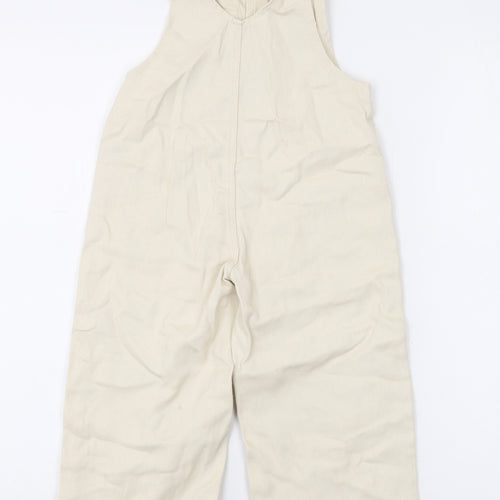 SheIn Girls Beige Floral Cotton Dungaree One-Piece Size 5 Years L14 in Hook & Eye