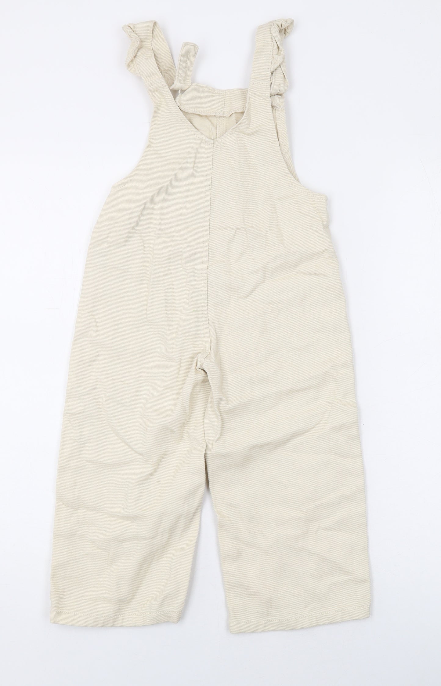 SheIn Girls Beige Floral Cotton Dungaree One-Piece Size 5 Years L14 in Hook & Eye