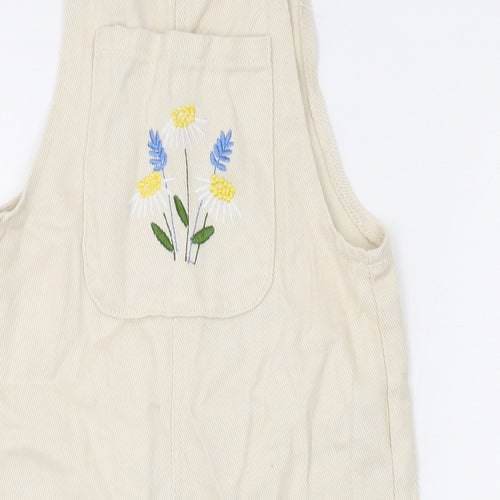 SheIn Girls Beige Floral Cotton Dungaree One-Piece Size 5 Years L14 in Hook & Eye