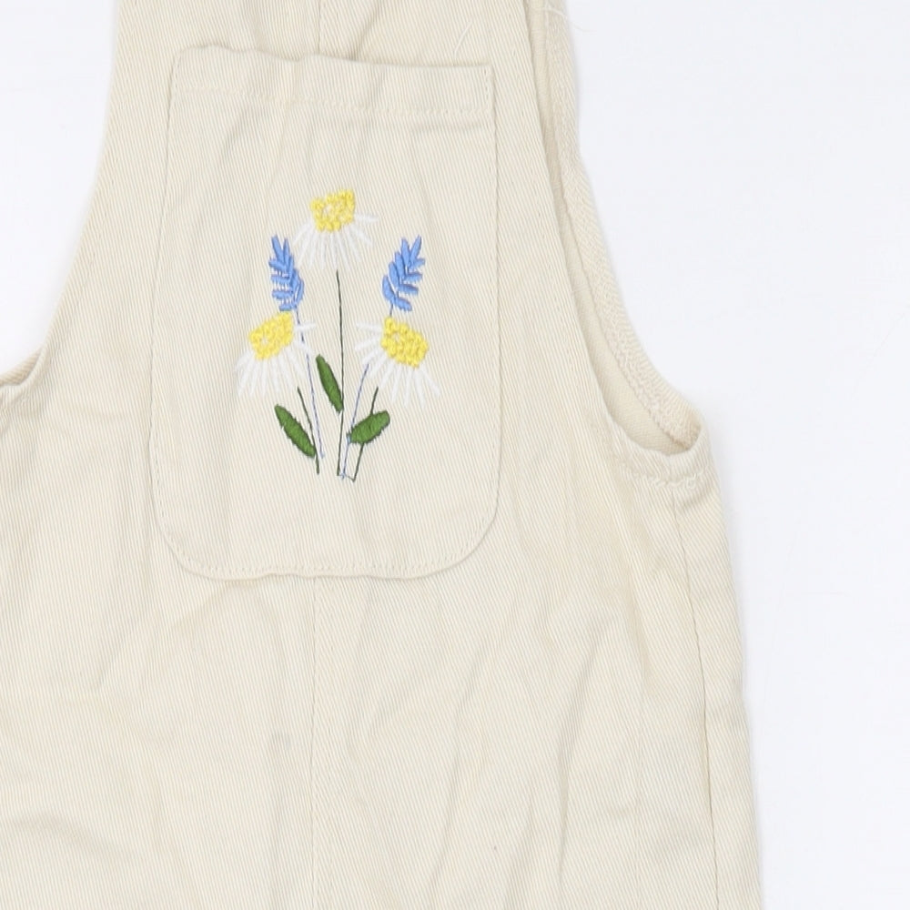 SheIn Girls Beige Floral Cotton Dungaree One-Piece Size 5 Years L14 in Hook & Eye