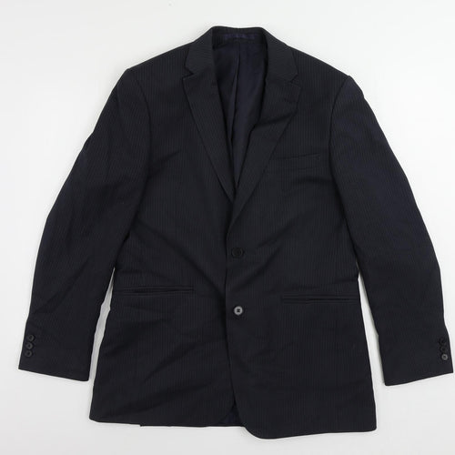 Scott & Taylor Mens Blue Striped Polyester Jacket Suit Jacket Size 40 Regular