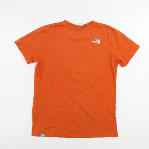 The North Face Boys Orange Cotton Pullover T-Shirt Size 10 Years Crew Neck Pullover - Logo