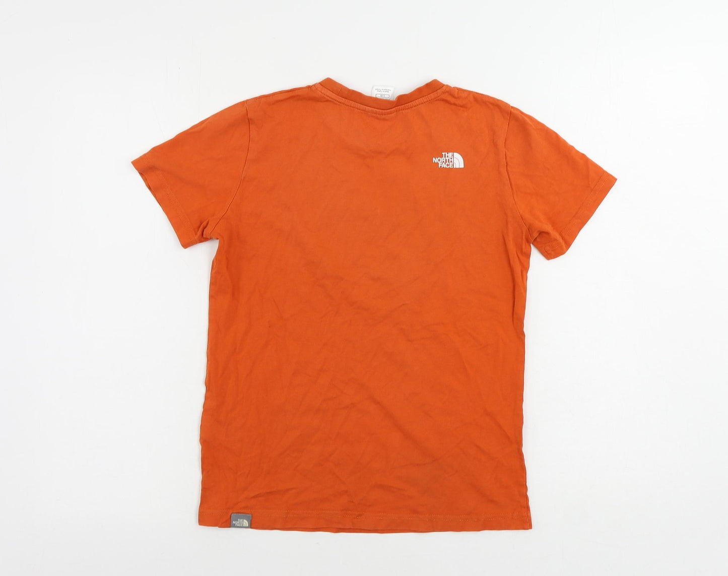 The North Face Boys Orange Cotton Pullover T-Shirt Size 10 Years Crew Neck Pullover - Logo