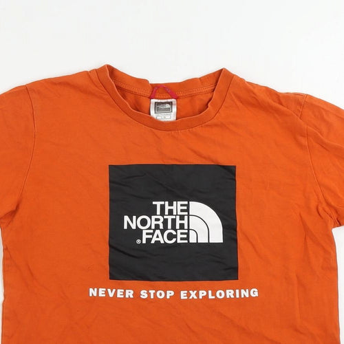 The North Face Boys Orange Cotton Pullover T-Shirt Size 10 Years Crew Neck Pullover - Logo