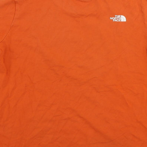 The North Face Boys Orange Cotton Pullover T-Shirt Size 10 Years Crew Neck Pullover - Logo