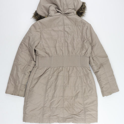 M&Co Womens Grey Quilted Coat Size 12 Zip - Hooded