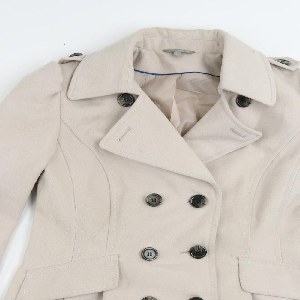 Marks and Spencer Womens Beige Pea Coat Coat Size 12 Button