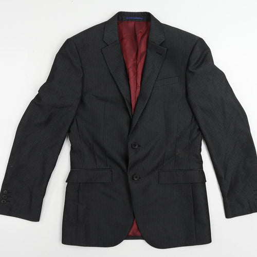 NEXT Mens Black Striped Polyester Jacket Suit Jacket Size 36 Regular