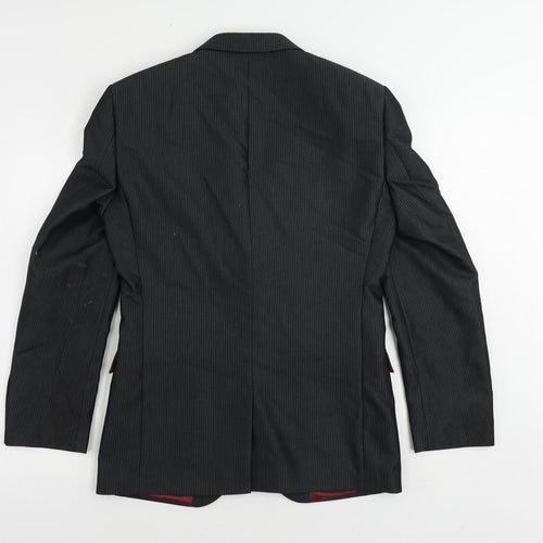 NEXT Mens Black Striped Polyester Jacket Suit Jacket Size 36 Regular