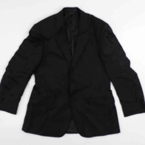 Jaeger Mens Black Wool Tuxedo Suit Jacket Size 40 Regular