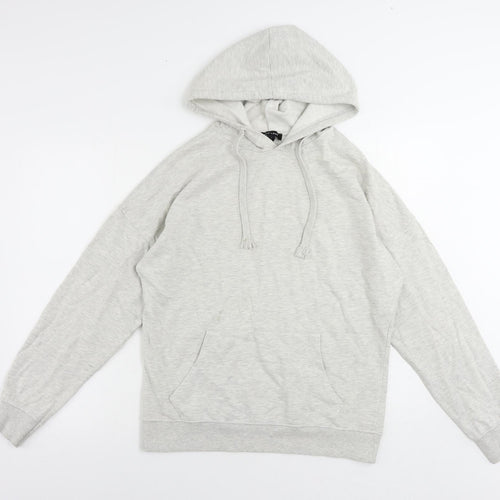New Look Womens Grey Cotton Pullover Hoodie Size S Pullover - Oversized