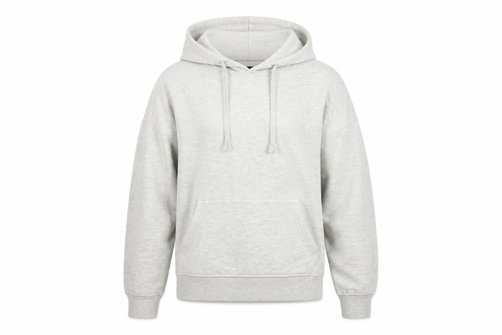 Front view of New Look women’s grey cotton pullover hoodie, size S, pullover - oversized