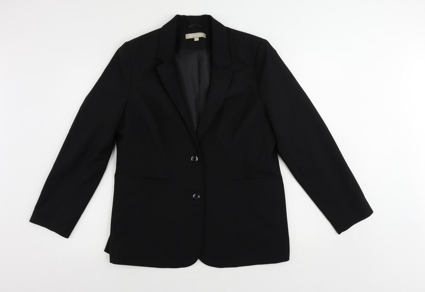 Anthology Womens Black Jacket Blazer Size 16 Button