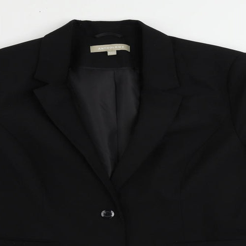 Anthology Womens Black Jacket Blazer Size 16 Button
