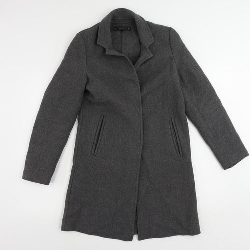 Zara Womens Grey Overcoat Coat Size XS Snap