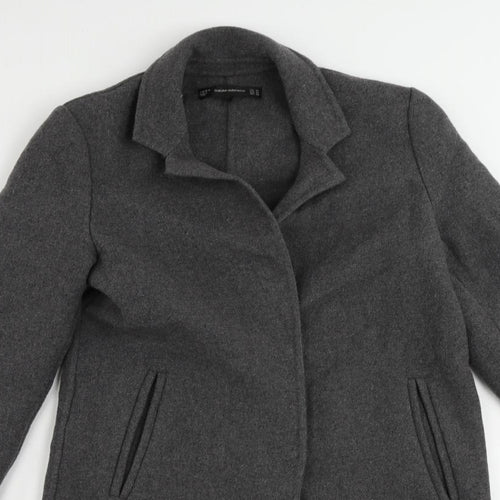 Zara Womens Grey Overcoat Coat Size XS Snap