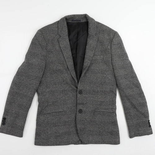 River Island Mens Grey Plaid Polyester Jacket Blazer Size 40 Regular