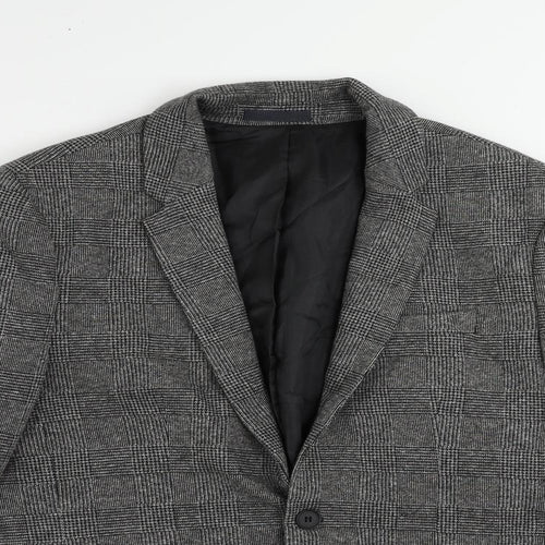 River Island Mens Grey Plaid Polyester Jacket Blazer Size 40 Regular