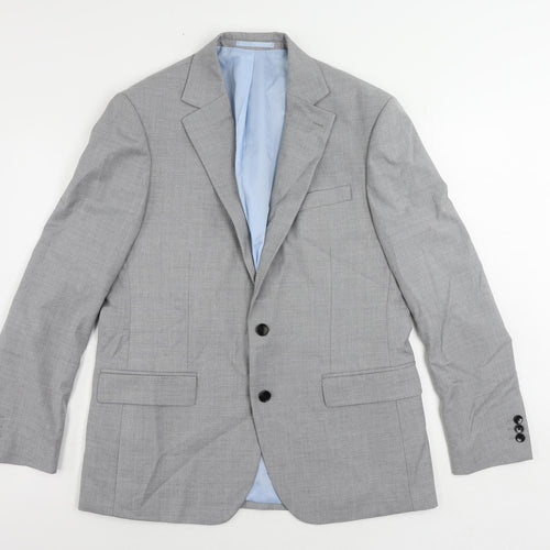 Moss Mens Grey Polyester Jacket Suit Jacket Size 42 Regular