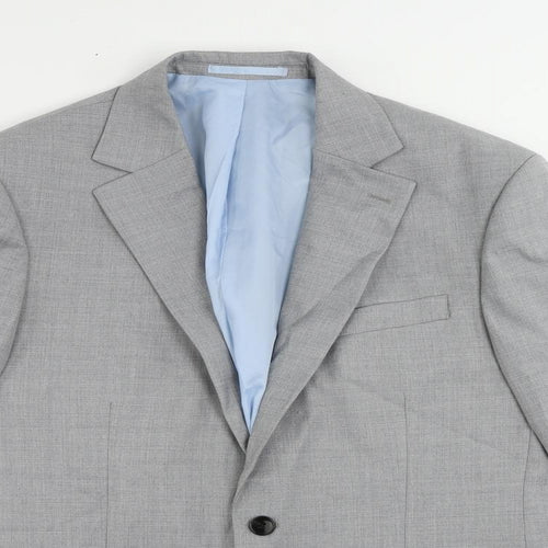 Moss Mens Grey Polyester Jacket Suit Jacket Size 42 Regular