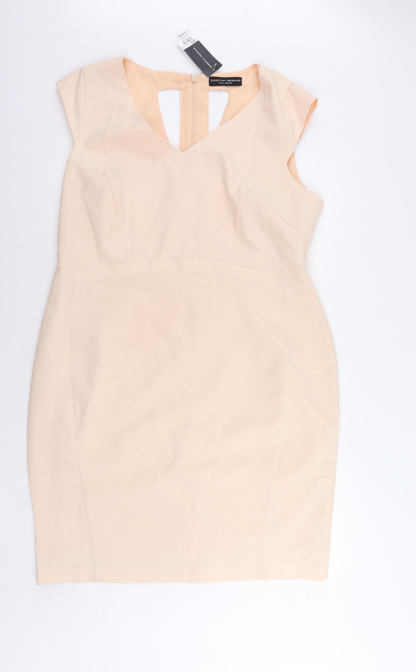 Dorothy Perkins Womens Pink Polyacrylate Fibre Pencil Dress Size 20 V-Neck Zip - Lined