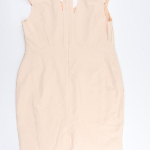 Dorothy Perkins Womens Pink Polyacrylate Fibre Pencil Dress Size 20 V-Neck Zip - Lined