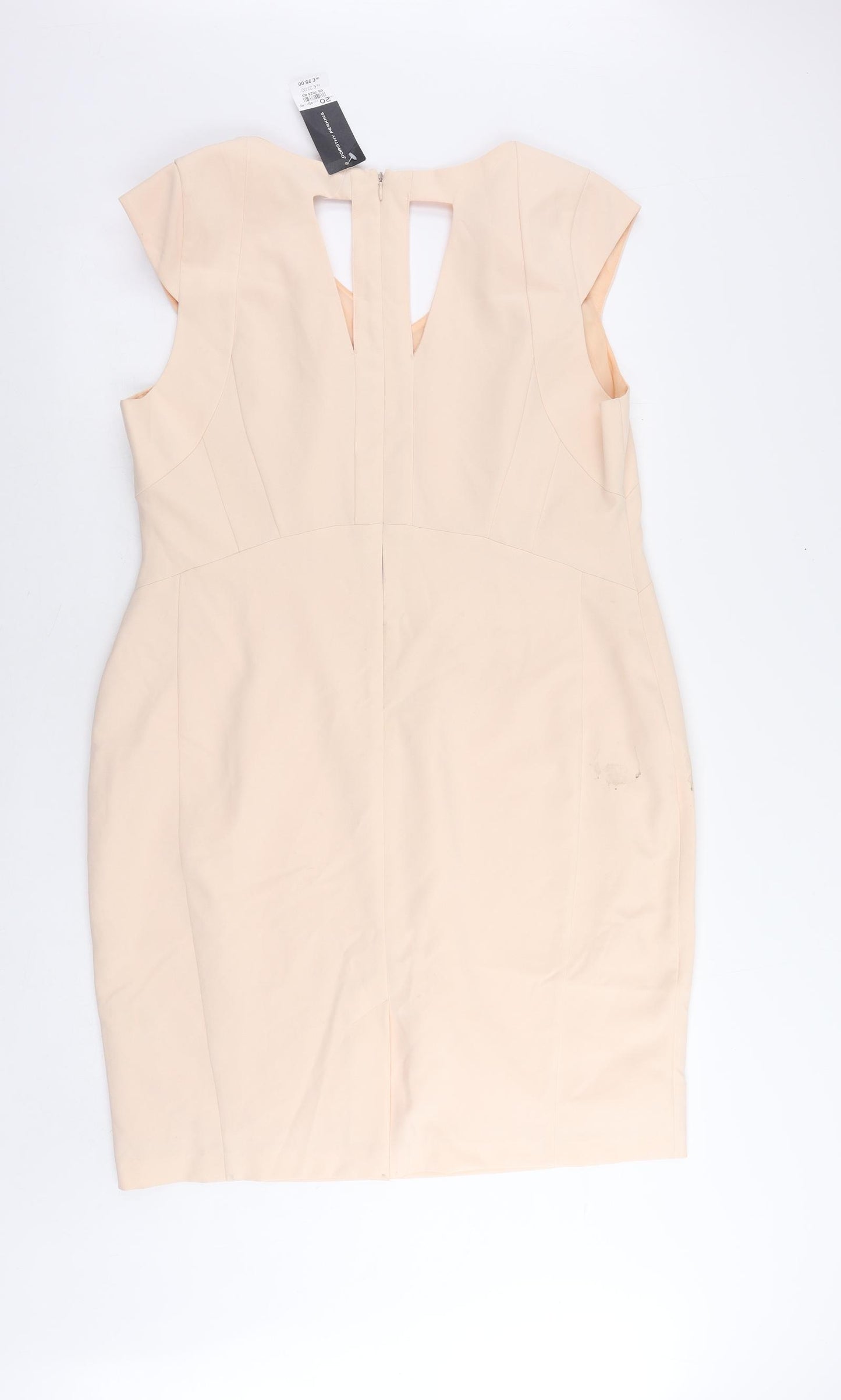 Dorothy Perkins Womens Pink Polyacrylate Fibre Pencil Dress Size 20 V-Neck Zip - Lined