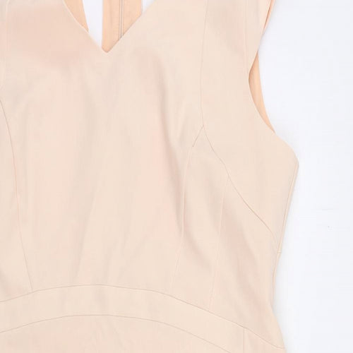 Dorothy Perkins Womens Pink Polyacrylate Fibre Pencil Dress Size 20 V-Neck Zip - Lined