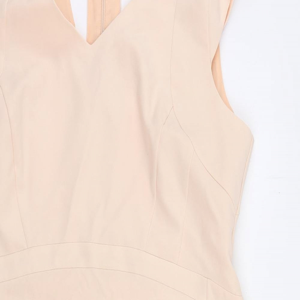 Dorothy Perkins Womens Pink Polyacrylate Fibre Pencil Dress Size 20 V-Neck Zip - Lined