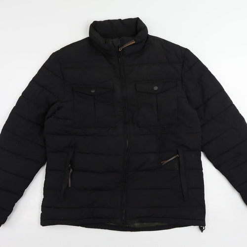 NEXT Mens Black Quilted Jacket Size L Zip