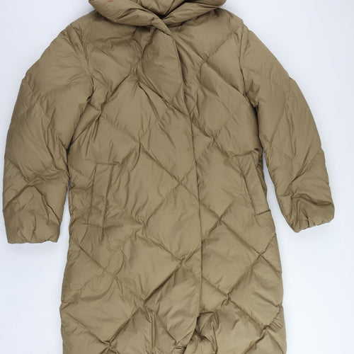 Marks and Spencer Womens Beige Quilted Coat Size 14 Zip