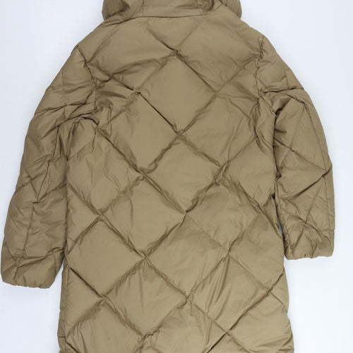 Marks and Spencer Womens Beige Quilted Coat Size 14 Zip