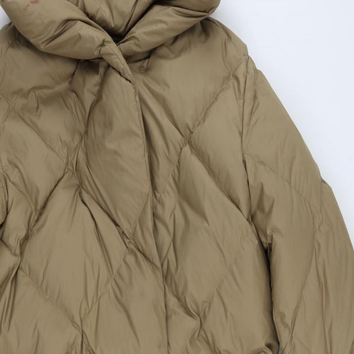 Marks and Spencer Womens Beige Quilted Coat Size 14 Zip