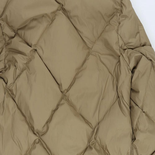Marks and Spencer Womens Beige Quilted Coat Size 14 Zip