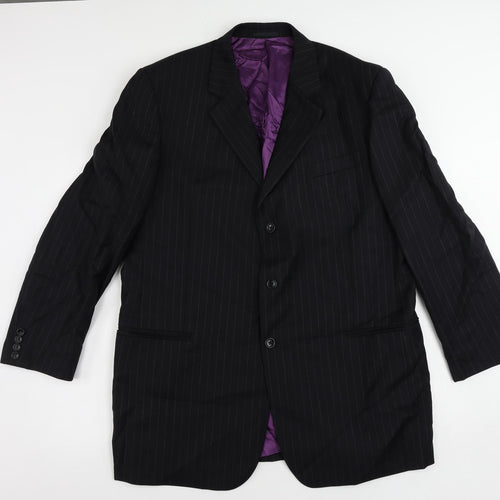 Racing Green Mens Blue Striped Wool Jacket Suit Jacket Size 46 Regular