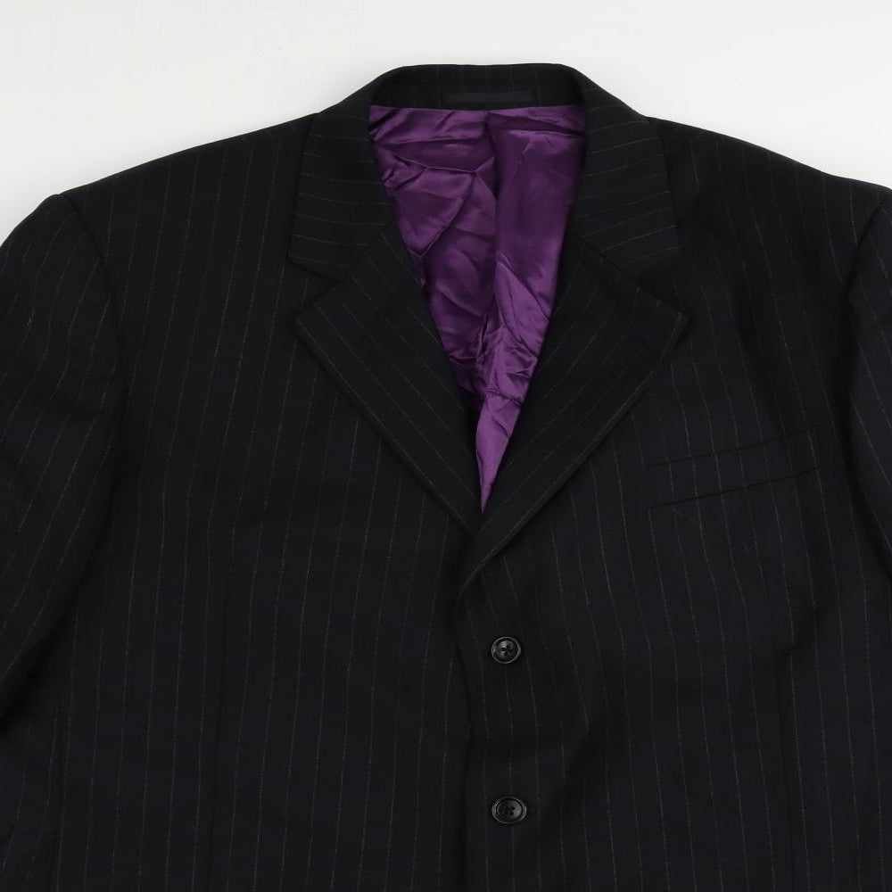 Racing Green Mens Blue Striped Wool Jacket Suit Jacket Size 46 Regular